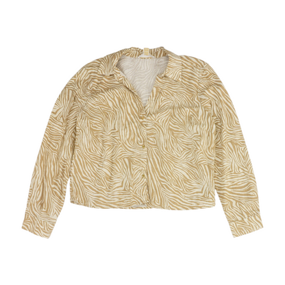 Beige Animal Print Button Down