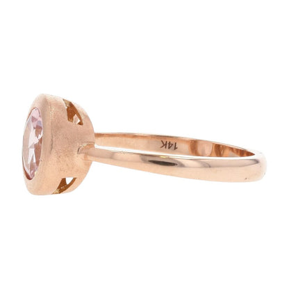 1 Ct 14K Rose Gold Matte Bezel Set Morganite And Pave Diamond Cocktail Ring