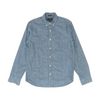 Blue Solid Long Sleeve Button Down