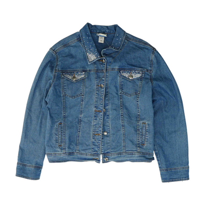 ASOLAS Blue Plus Size Solid Denim Jacket – Image 1