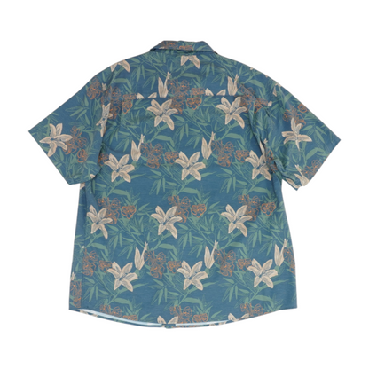 Blue Floral Short Sleeve Button Down
