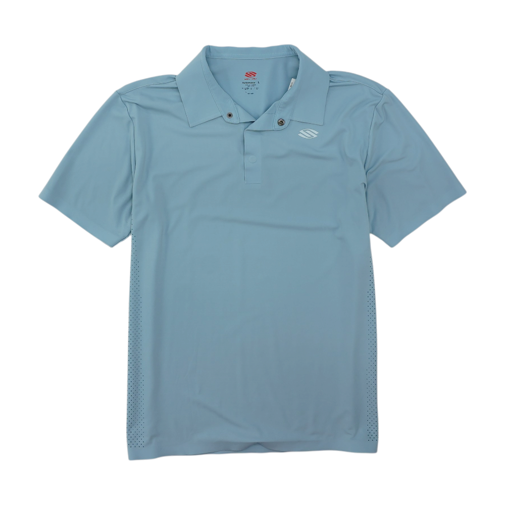 Blue Solid Short Sleeve Polo