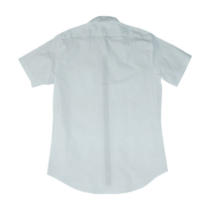 White Solid Short Sleeve Button Down