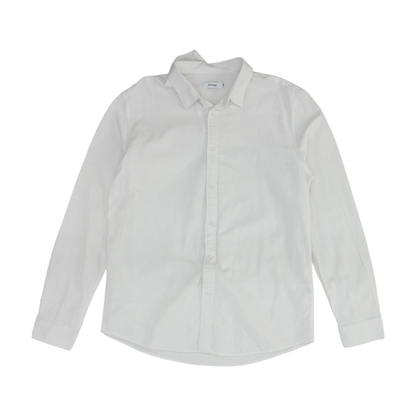 White Solid Long Sleeve Button Down