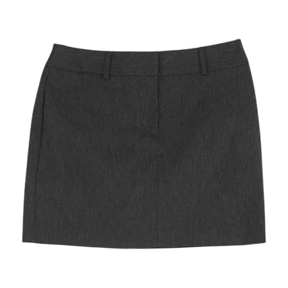 Gray Solid Mini Skirt