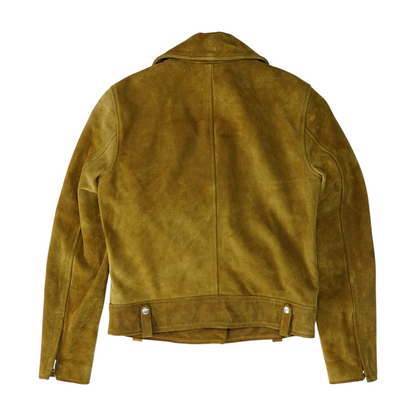 Khaki Solid Leather Jacket