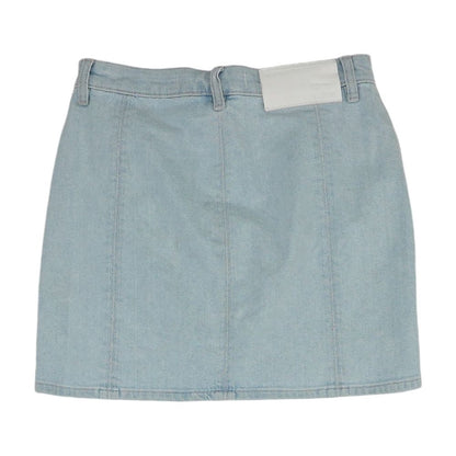 Blue Solid Midi Skirt