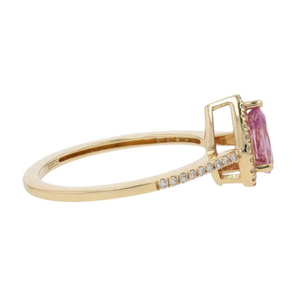 3/4 Ct And 1/10 Ct 14K Gold Pear Pink Sapphire With Diamond Shank Promise Ring