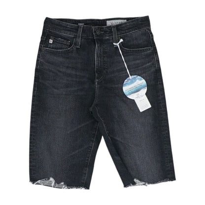 Black Solid Denim Shorts