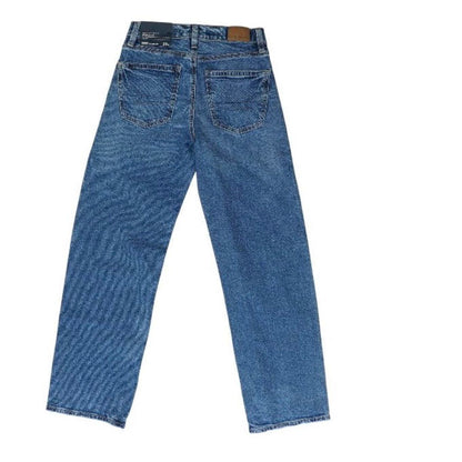 Blue High Rise Straight Leg Jeans