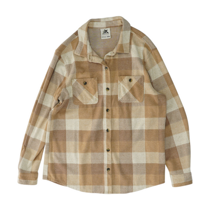 Tan Plaid Flannel Button Down
