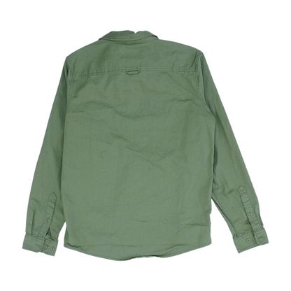 Green Solid Long Sleeve Button Down