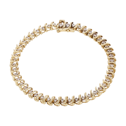 9/10 ctw 14K Yellow Gold Diamond Tennis Bracelet