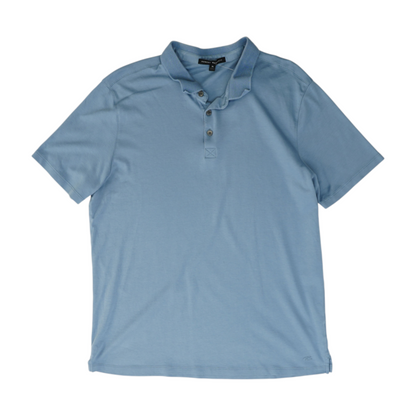 Blue Solid Short Sleeve Polo