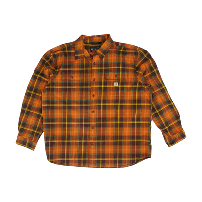 Orange Plaid Flannel Button Down