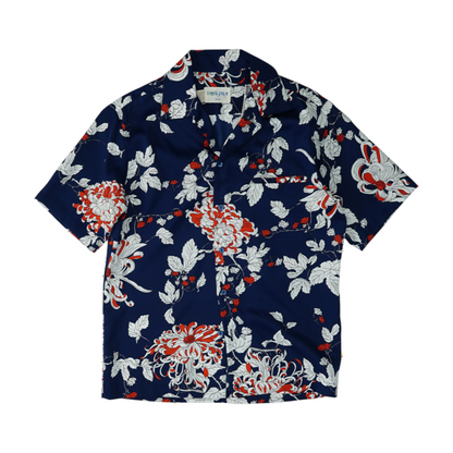 Navy Floral Short Sleeve Button Down