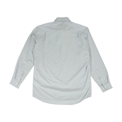 Blue Solid Long Sleeve Button Down