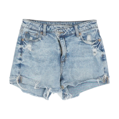 Blue Solid Denim Shorts