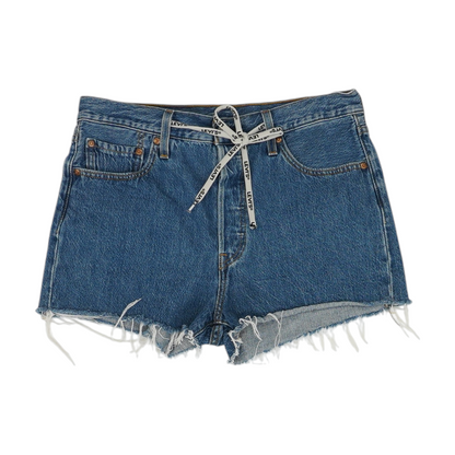 Blue Solid Denim Shorts