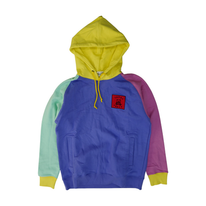 Purple Color Block Hoodie Pullover