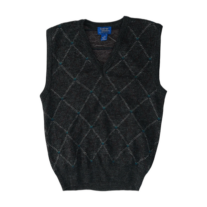 Gray Argyle Vest Sweater
