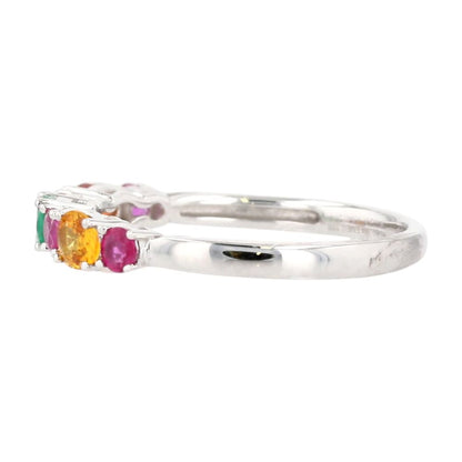 14K White Gold Multi Precious Stone Band