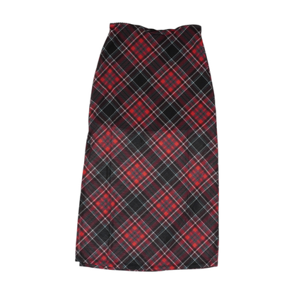 Red Plaid Midi Skirt