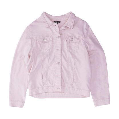 Pink Solid Denim Jacket