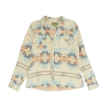Beige Abstract Button Down