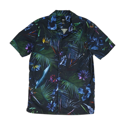 Navy Tropical Short Sleeve Button Down