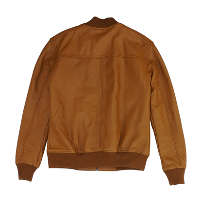 Brown Solid Leather Jacket