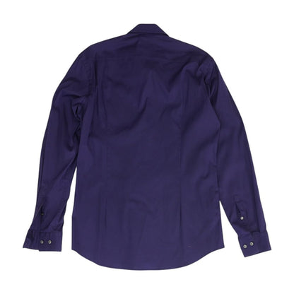 Purple Solid Long Sleeve Button Down