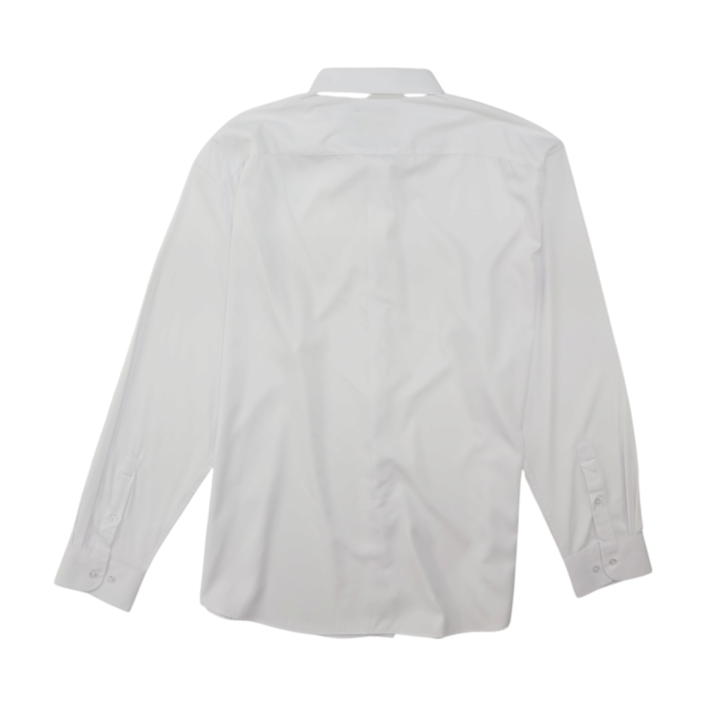 White Solid Long Sleeve Button Down