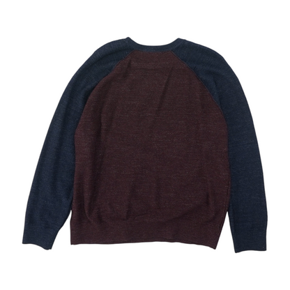 Burgundy Color Block Pullover Sweater