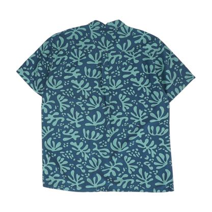 Navy Print Short Sleeve Button Down