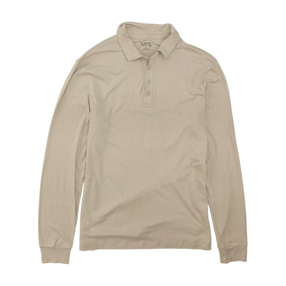 Tan Tall Solid Long Sleeve Polo