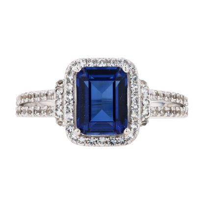 Sterling Silver Synthetic Sapphire Fashion Ring
