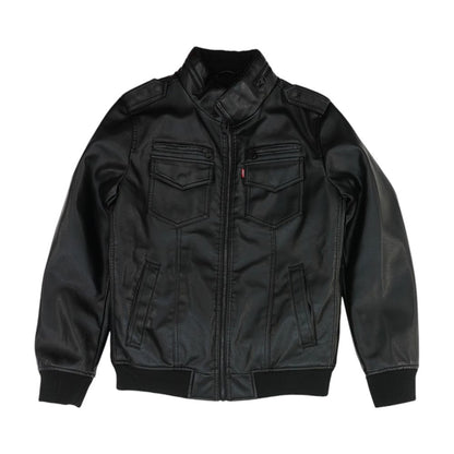 Black Faux Leather Coat