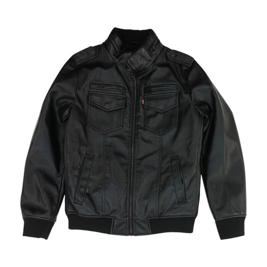 Black Faux Leather Coat