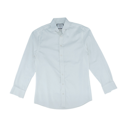 White Solid Long Sleeve Button Down