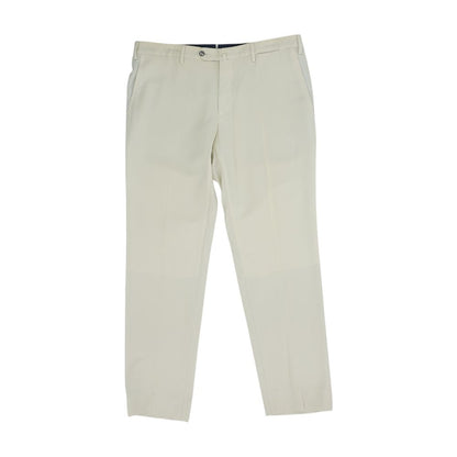 Beige Solid Dress Pants