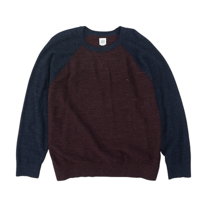 Burgundy Color Block Pullover Sweater