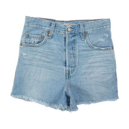 Blue Solid Denim Shorts