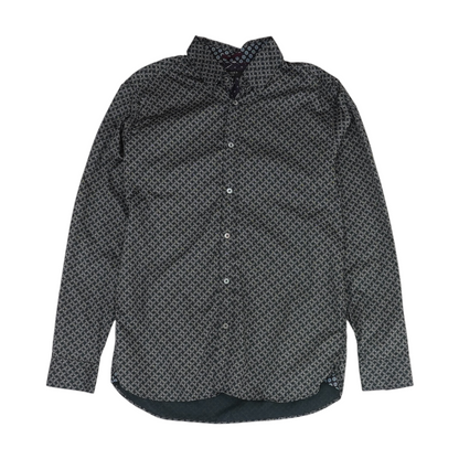 Black Graphic Long Sleeve Button Down