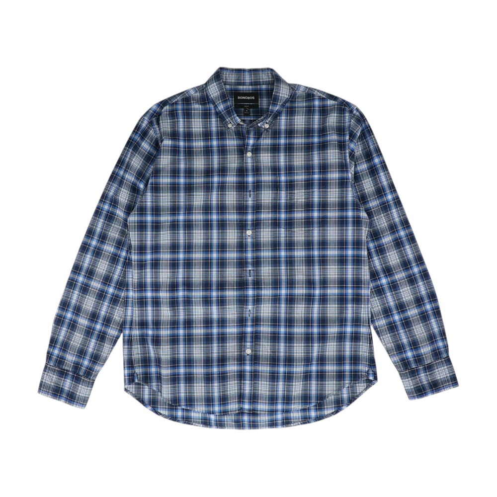 Blue Plaid Long Sleeve Button Down