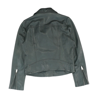Black Solid Leather Jacket