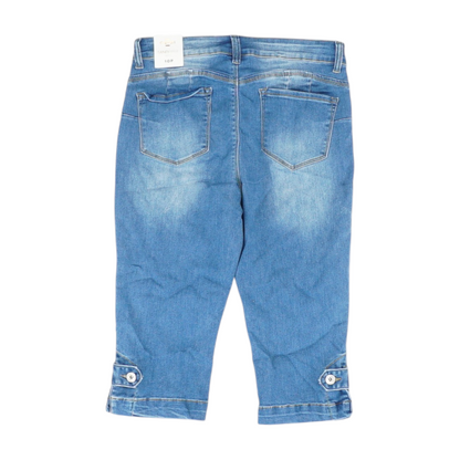 Blue Solid Denim Capris
