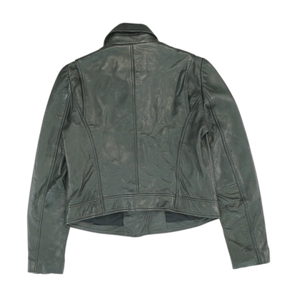 Black Solid Leather Jacket
