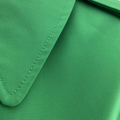Green Solid Belted Trench Coat
