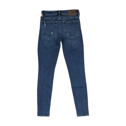 Blue Solid Skinny Leg Jeans